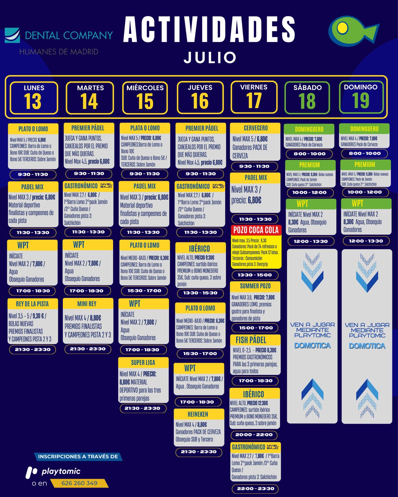 Actividades en La Pecera Pádel Club