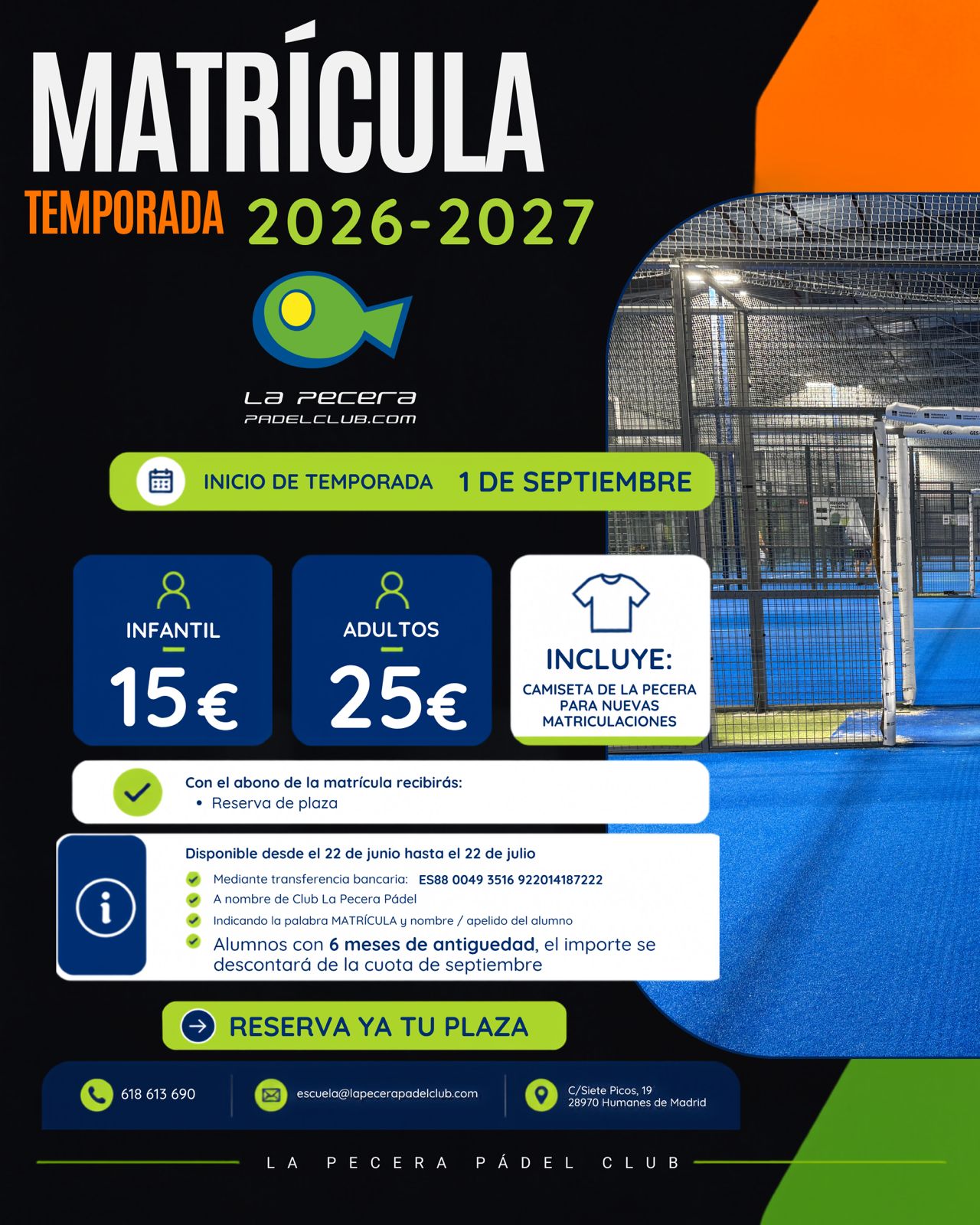 Reserva de plaza 26/27